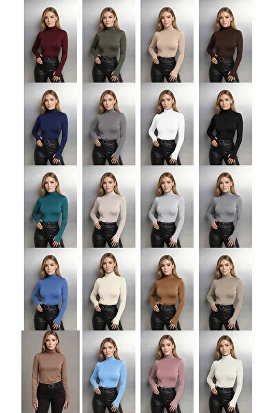 ALDAIYR Round Neck Women's Long Sleeve Stretch Fabric Bodysuit with Toes