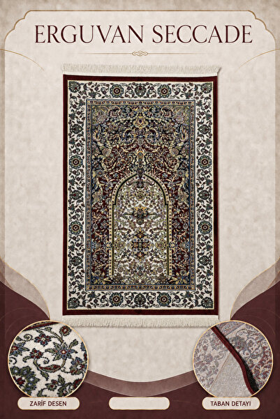 İlkbenaldim Ergüvan Prayer Rug Velvet Soft Textured Premium Prayer Mat 80X120...