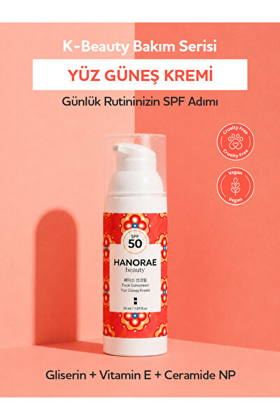 SPF 50+ Yüz Güneş Kremi Nemlendirici Günlük Koruma 50 ml