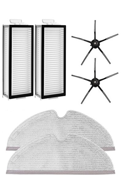 Rovexa Roborock Q7 Max Compatible 2 Hepa Filters 2 Black Side Brushes 2 Mop F...