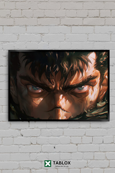 TABLOX Berserk Guts Anime Manga Πορτρέτο Κοντινό πλάνο Προβολή με κορνίζα Δια...