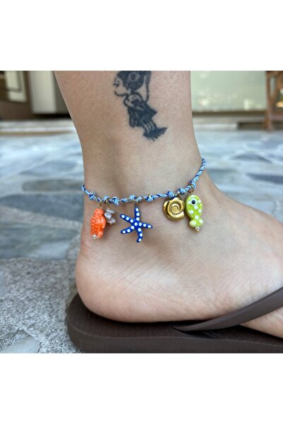 nesdesignn Steel Anklet with Ceramic Charms