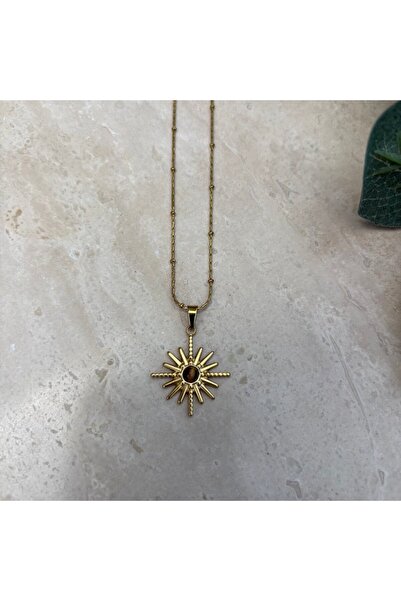 nesdesignn Ethnic Mini Tiger's Eye Stone Sun Steel Necklace