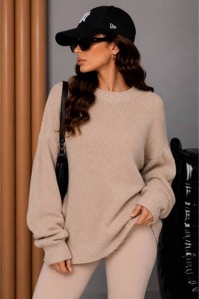 Cherry Butik Crew Neck Casual Draped Sweater