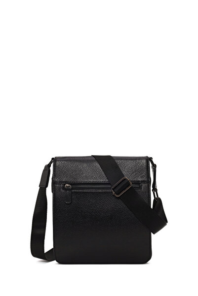 Derimod Men's Black Leather Messenger Bag 25Wbd3538Ft