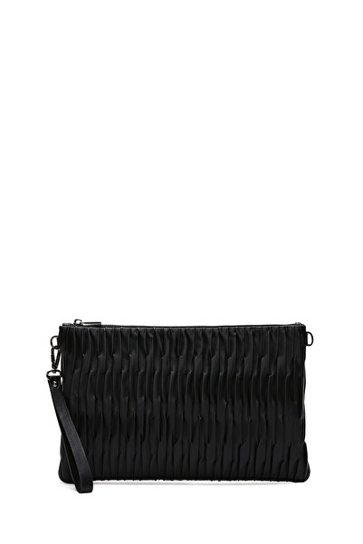 Derimod Women's Black Chain Strap Patterned Portfolio Bag Ab570001Sv