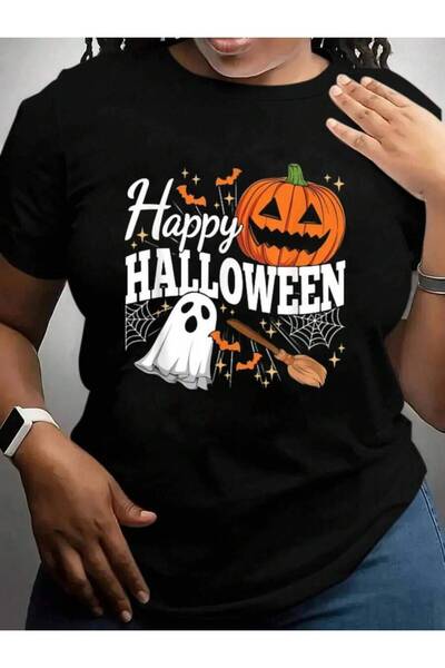 26LIK Happy Ghost Scary Pumpkin Men Women Halloween Black Graphic T Shirts Tee