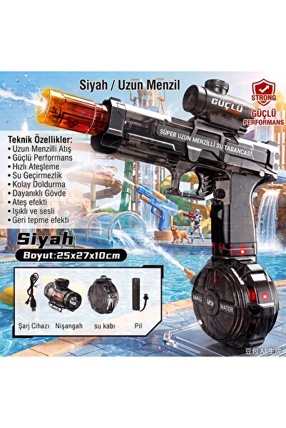 Numaca Oyuncak Su Tabancası Geri Tepmeli Ateş Etme Efektli Sesli Şarjlı Büyük...