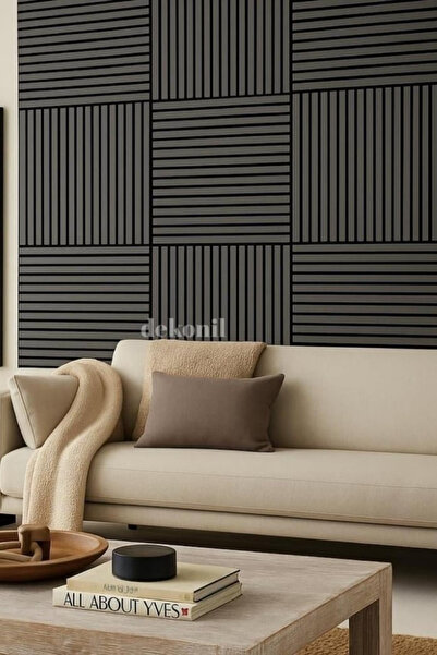 Dekonil Mdf Ahşap Keçeli Akustik Duvar Paneli 60x60 cm - Antrasit