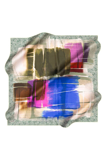 Aker Sura Silk Scarf Green Brush Pattern