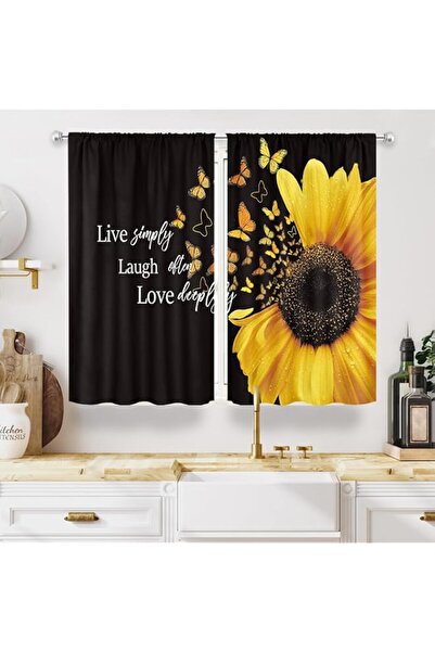 Generic Brand MESHELLY Sunflower Kitchen Curtains 27.5(W) x 39(H) Inch Rod Po...