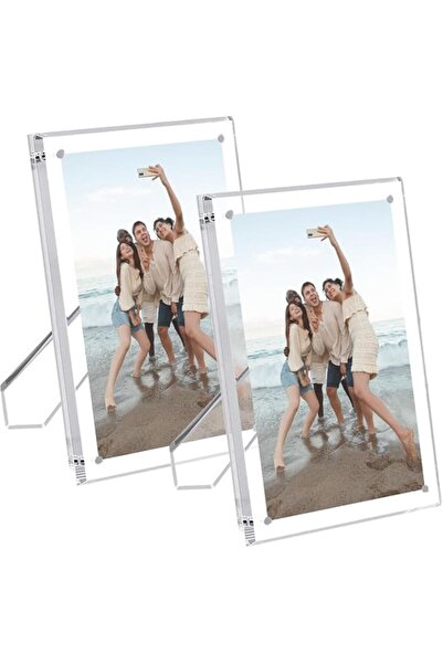 Generic Brand 2 Pack 5x7inch Acrylic Picture Frames With Stand, Clear Magneti...