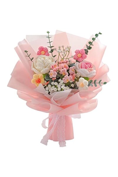Generic Handmade Crochet Rose Flower Bouquet, Artificial Knitted Rose Gift fo...