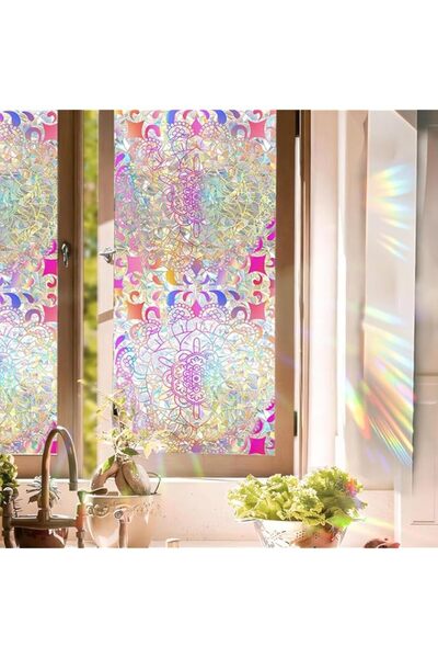 Generic Brand Stained Glass Window Cling, Rainbow Tinted Sun Blocking Film, B...