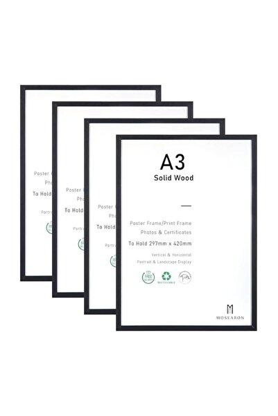 Generic Brand ATOBART A3 Certificate Picture Frame,4 Pack Black Wood Photo Fr...