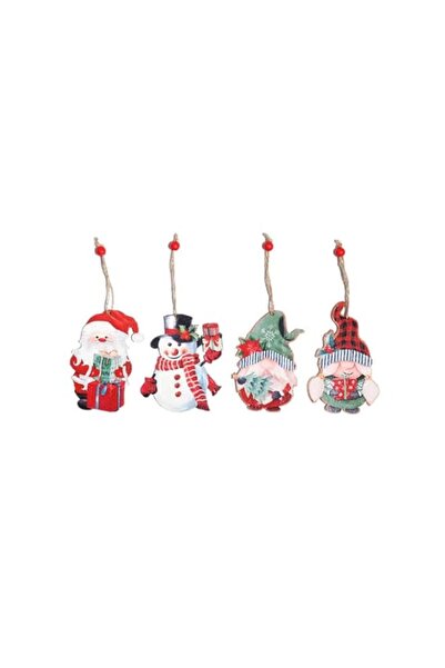 Generic Brand 4Pcs Wooden Christmas Snowman Hanging Pendants - Lightweight Or...
