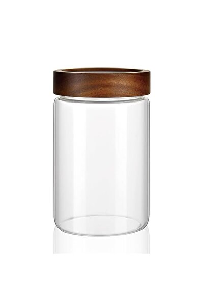 Generic 28 oz/850 ml Clear Glass Storage Canister with Airtight Wooden Screw ...