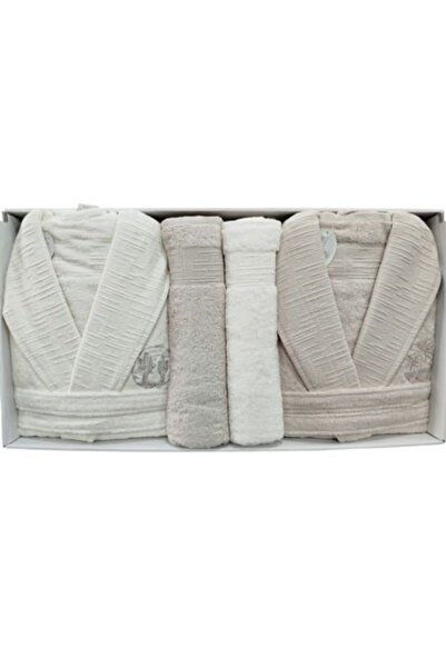 Pupilla Family Bathrobe Set Bamboo Rapsodi Ecru - Light Powder