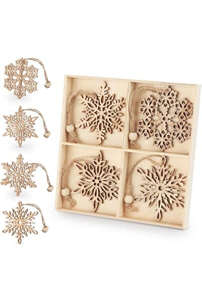 Generic Rustic Wooden Snowflake Ornaments, Natural Wood Christmas Decorations...