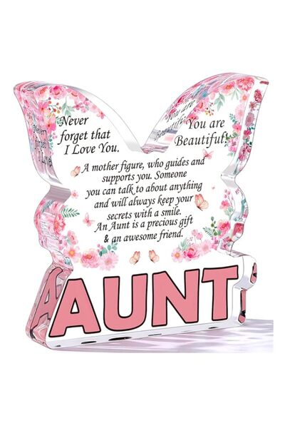 Generic Brand Butterfly Shaped Acrylic Keepsake for Aunt, Heartfelt Home Desk...