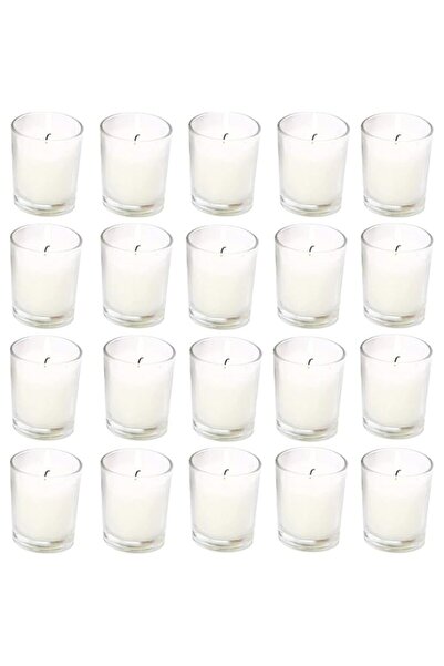 Generic Brand 20 Pack Warm White Unscented Clear Glass Filled Votive Candles....