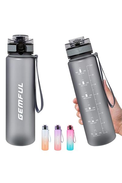 Generic GEMFUL Sports Water Bottle 1L Wide Mouth for Picnic Beach Vacation