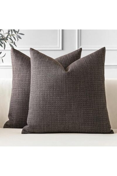 Generic Brand OTOSTAR Pack of 2 Throw Pillow Covers 24x24 Inch Linen Dark Bro...