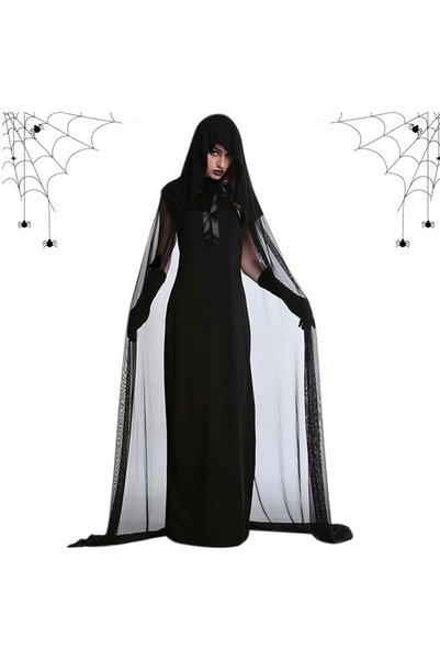 OEM Pelerină de Halloween pentru femei, model Mireasă Fantomă, cu glugă, Cost...
