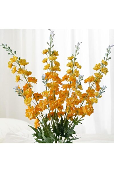 Generic JINWOE 4Pcs Yellow/Orange Delphinium Fall Artificial Flowers,34''Long...