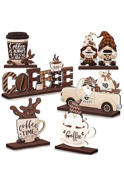Generic Bukela 6 Piece Farmhouse Coffee Bar Decor Set, Rustic Gnome Figures w...