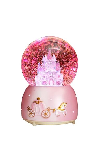 Generic Castle Snow Globes, Azonee Pink Castle Music Snowglobes with LED Ligh...