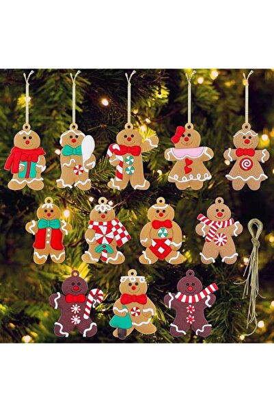 Generic Brand COOLive 12pcs Gingerbread Man Ornaments for Christmas Tree, Ass...
