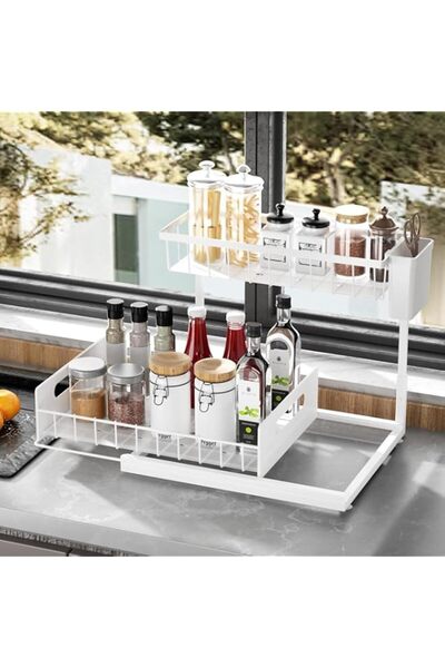 Generic Tazweeq 2-Tier Under Sink Organizer, Sliding Storage Cabinet with Met...