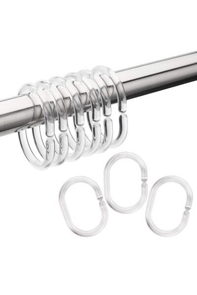 Generic 24 PCS Clear Shower Curtain Rings Plastic, Plastic Shower Curtain Hoo...