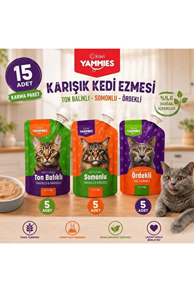 Kiwi Pets Yammies Karışık Kedi Ezmesi 90 Gr*15 Adet