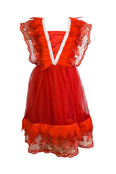 fantasialand Rochie ocazie cu pene, culoare rosie