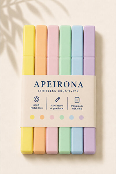 Apeirona | Limitless Art Square Type Highlighter Pen - Highlighter - 6 Colors...