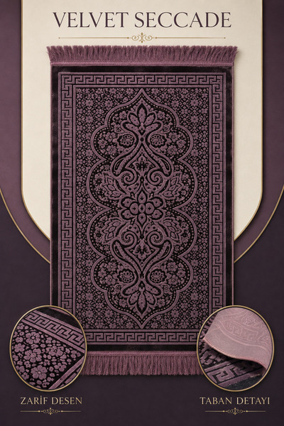 İlkbenaldim Velvet Pearl Prayer Rug Velvet Soft Textured Premium Prayer Mat 7...