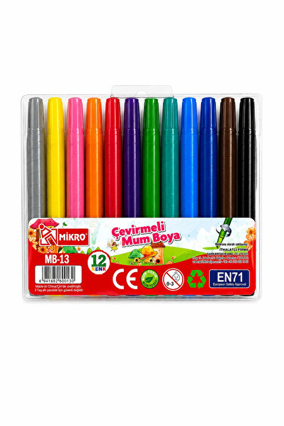 Mikro Set of 12 Rotating Short Crayons |   Colorful Twistable Crayons