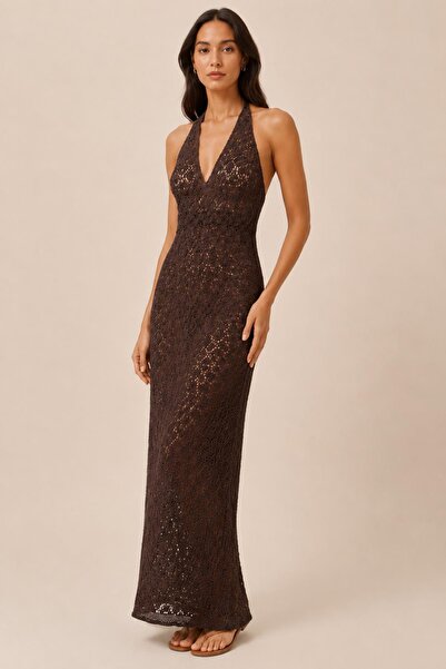 ALEXANDERGARDI Halter Neck Openwork Long Dress