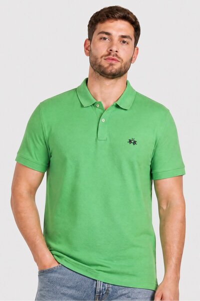 La Martina Men Regular Fit Short Sleeve Embroidered Logo Polo Shirt, Green