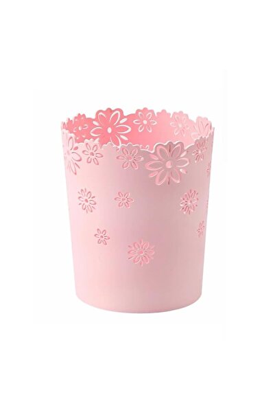 Generic X spring Plastic Wastebasket, 1 Gallon Round Hollow Flower Lace Patte...