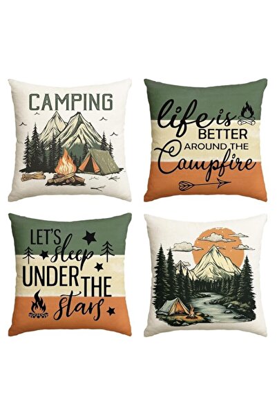 Generic ALMEKAQUZ 4 Pack Life is Better Around The Campfire Throw Pillow Cove...
