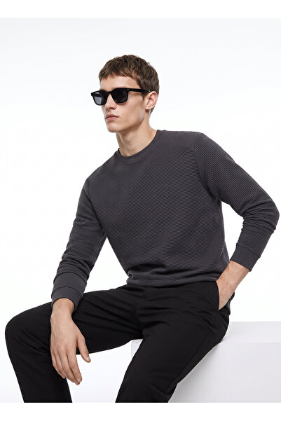 Mustang Antrasit Erkek Relaxed Fitilli Sweatshirt M4WM-SWT-1808