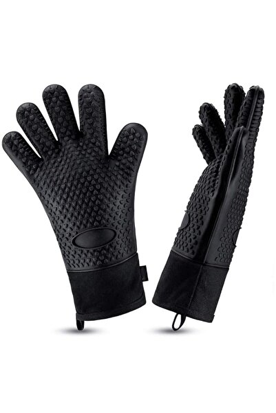 Generic 1Pairs of BBQ Gloves, Heat Resistant Silicone Grilling Gloves, Long W...