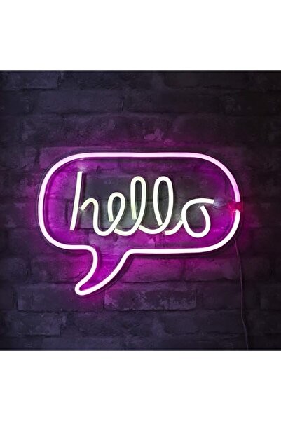 Generic Isaac Jacobs 17” x 12” inch LED Neon ‘White & Pink “hello” Word Bubbl...