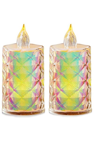 Generic LED Crystal Tea Light Candles with Rose Holographic Paper, Transparen...