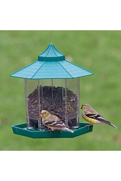 Generic Bird Feeder Hexagon Shaped Plastic Green Waterproof with Roof Hanging...