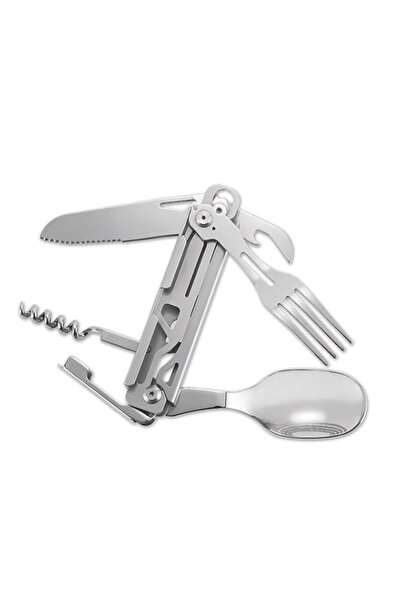 Generic Stainless Steel Multifunctional Folding Camping Spoon with Knife, Bot...
