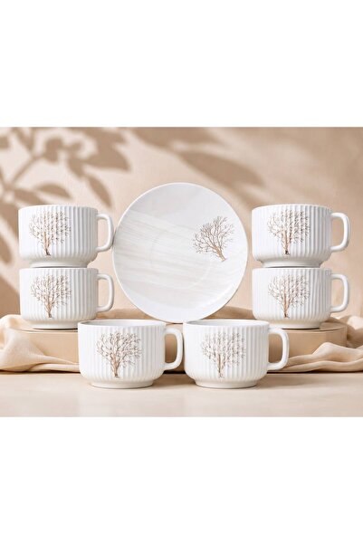 aljahwari أكواب قهوة مشجر طقم 6 حبات مع الصحون AB-54428
